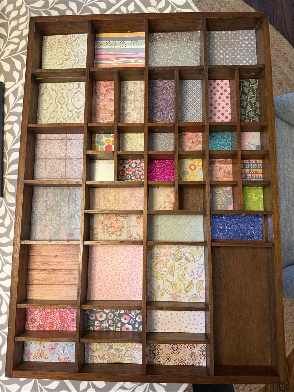 Wood Compartment trinket wall display 24”x17”x1.5”